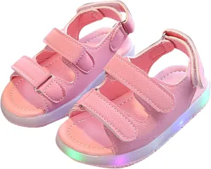 Toddler Kids Boys Girls Baby Light Up Sandals Sport Summer LED Luminous Sneakers Non-slip Breathable Open Toed Sandals