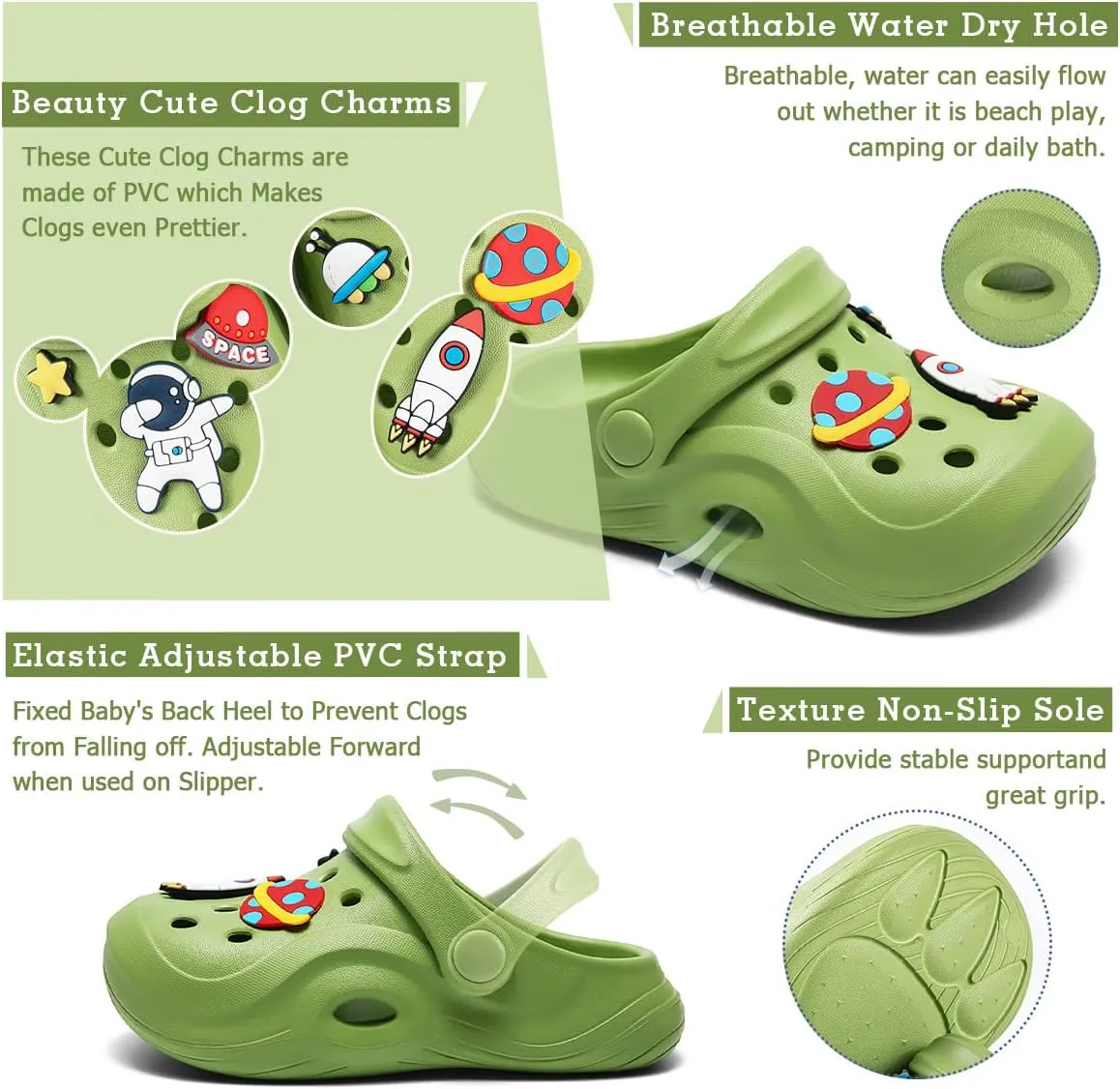 Toddler Kids Boys Girls Cute Garden Water Clogs Sandals Slip On Shoes Slipper Slides Lightweight Outdoor Summer Infant Children Beach Pool Shoes (Baby/Toddler Kids)