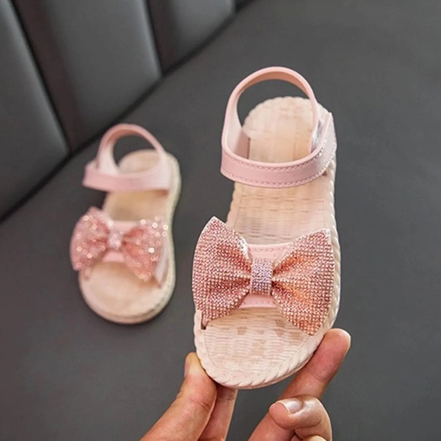 Toddler Kids Infant Girls Soild Bowknot Princress Shoes Soft Sole Non Slip First Walkers Girls Flip Flops Size 13