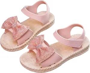 Toddler Kids Infant Girls Soild Bowknot Princress Shoes Soft Sole Non Slip First Walkers Girls Flip Flops Size 13