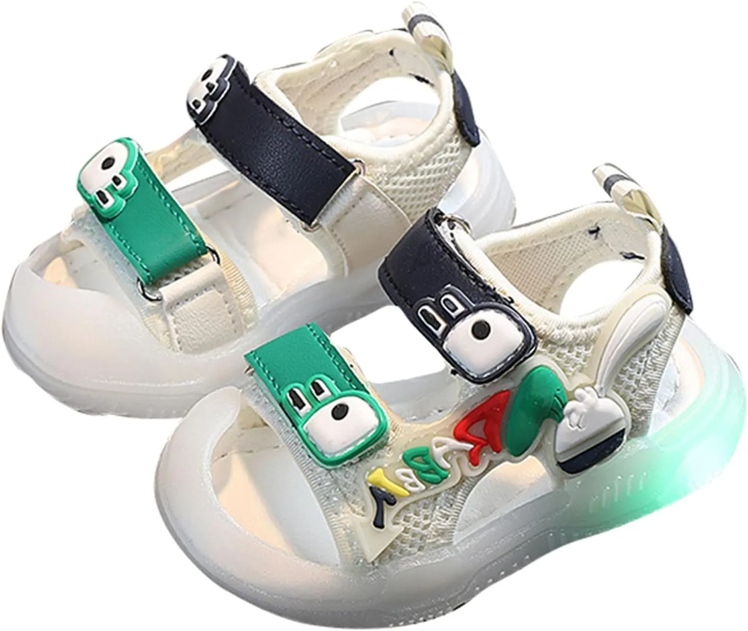Toddler Kids Sandals Light Up Shoes Boys Open Toe Soft Sole Luminous Sandals Girls Summer Slides LED Flashing Shoes