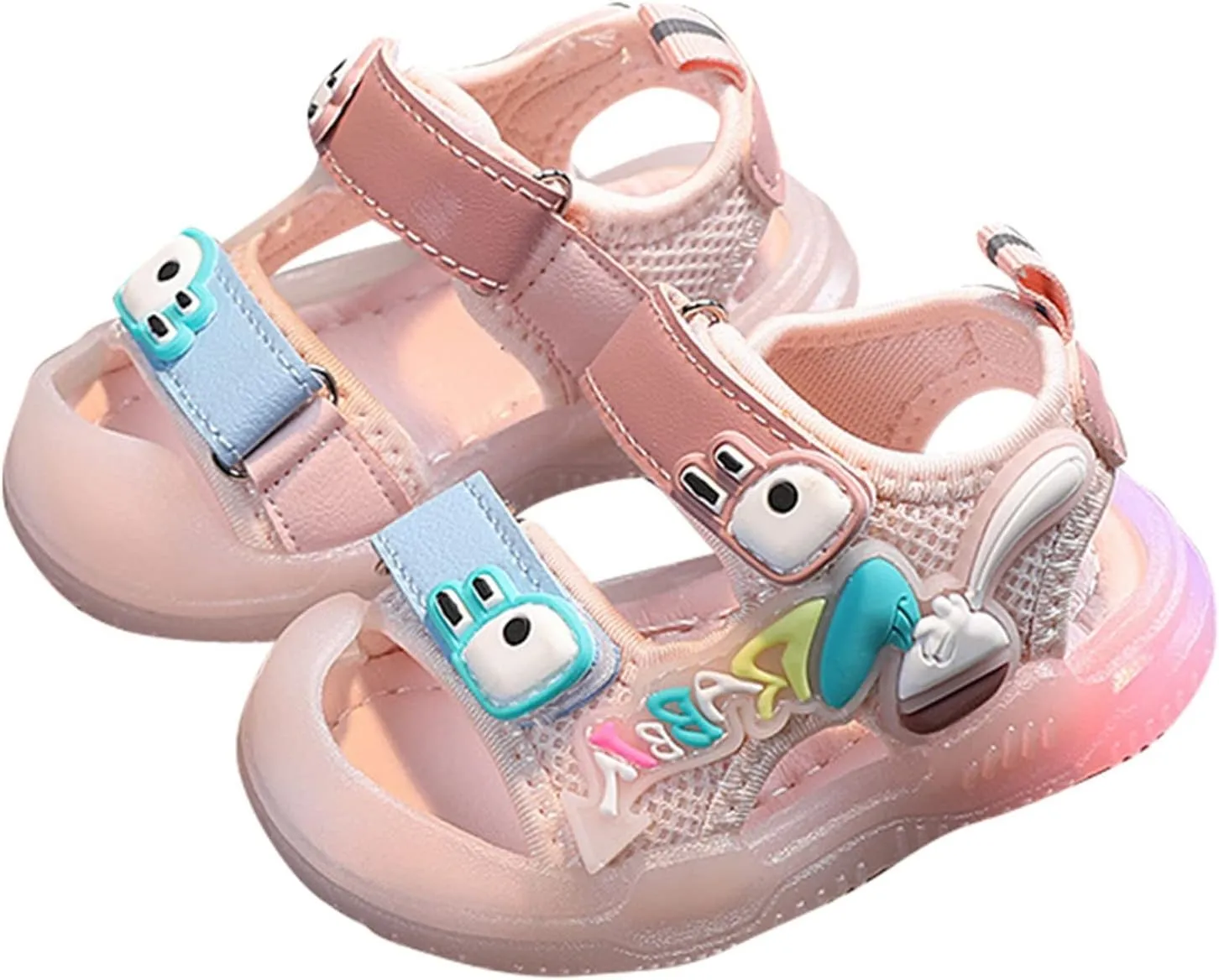 Toddler Kids Sandals Light Up Shoes Boys Open Toe Soft Sole Luminous Sandals Girls Summer Slides LED Flashing Shoes