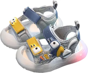 Toddler Kids Sandals Light Up Shoes Boys Open Toe Soft Sole Luminous Sandals Girls Summer Slides LED Flashing Shoes