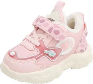 Toddler Kids Sneakers Plush Lined Breathable Tied Hook Loop Casual Shoes Soft Soles Sports Fashion Running Shoes