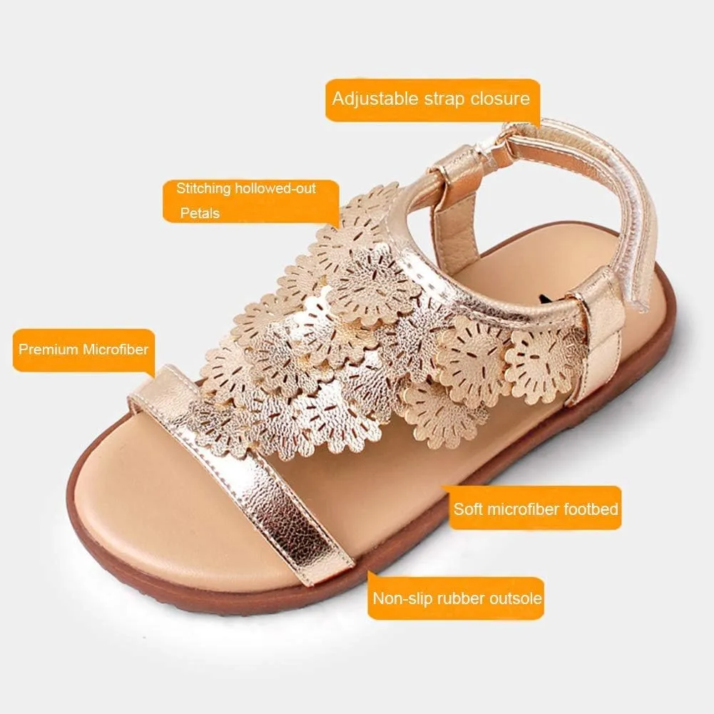 Toddler Little Girls Sandals Open-Toe Adjustable Ankle Strap Summer Dress Shoes