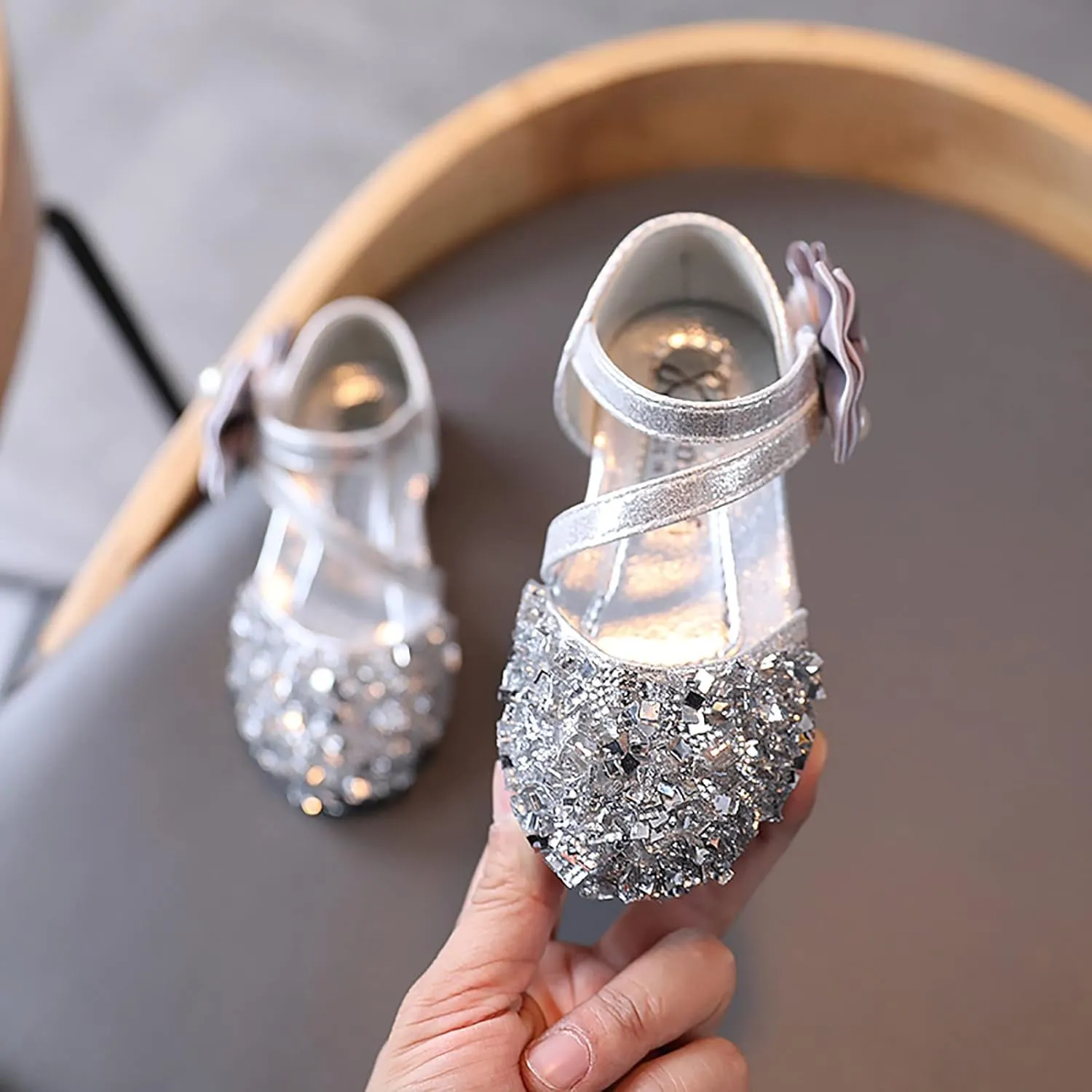 Toddler Sandals Girl, 1-12 Years Infant Kids Baby Girls Pearl Crystal Bling Bowknot Single Princess Shoes Sandals