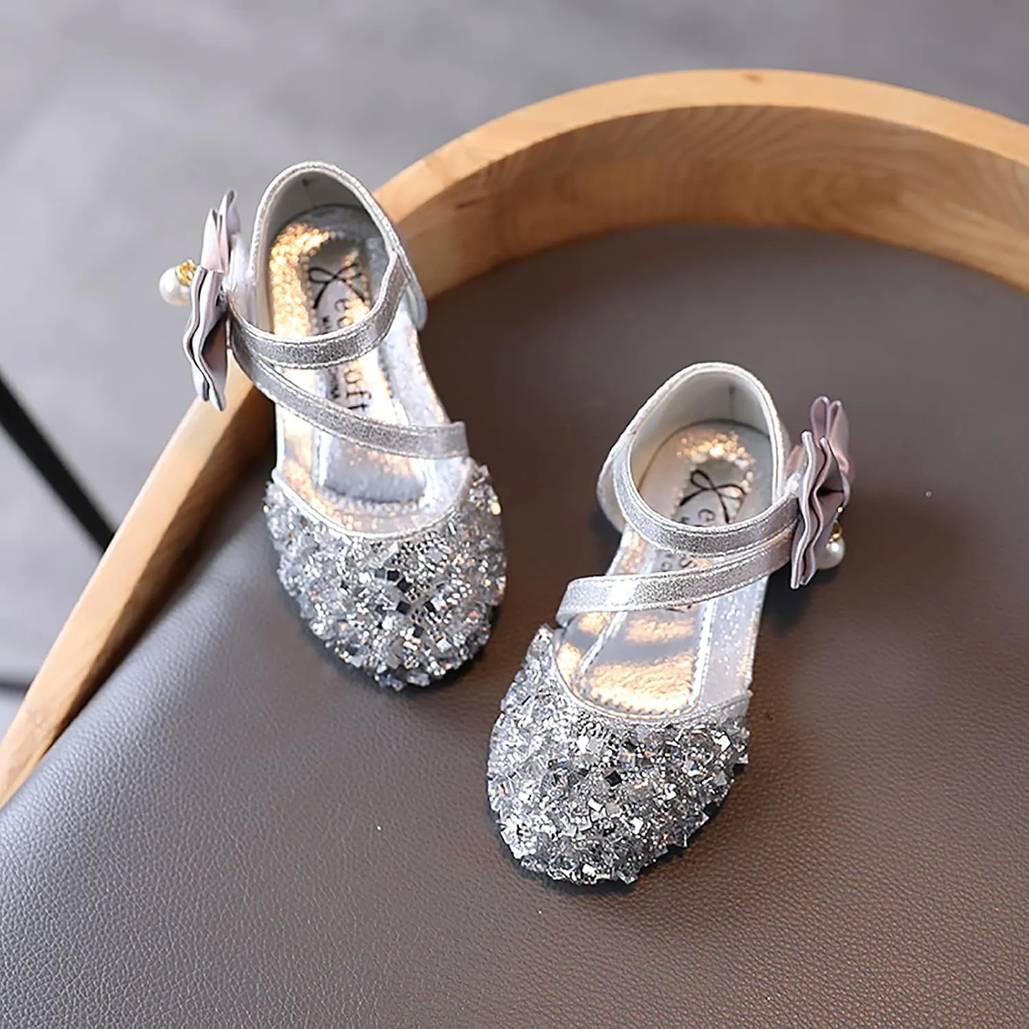 Toddler Sandals Girl, 1-12 Years Infant Kids Baby Girls Pearl Crystal Bling Bowknot Single Princess Shoes Sandals