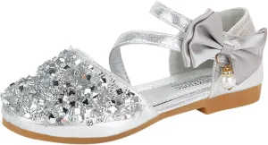 Toddler Sandals Girl, 1-12 Years Infant Kids Baby Girls Pearl Crystal Bling Bowknot Single Princess Shoes Sandals