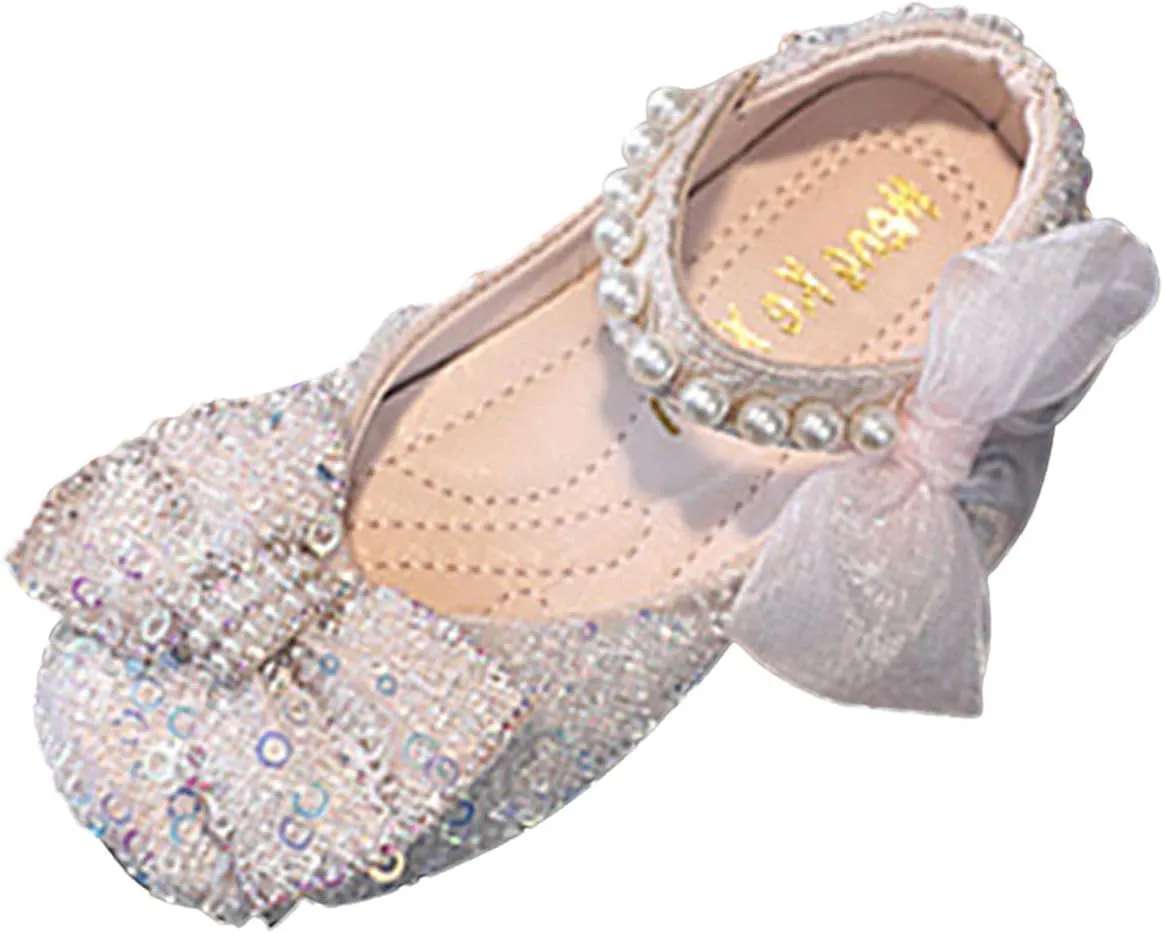 Toddler Sandals Girl, Girls Childrens Shoes Pearl Rhinestones Shining Kids Princess Shoes for Party and Wedding