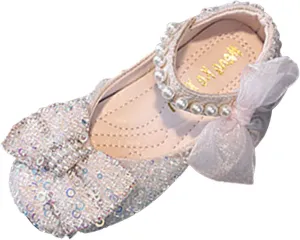 Toddler Sandals Girl, Girls Childrens Shoes Pearl Rhinestones Shining Kids Princess Shoes for Party and Wedding