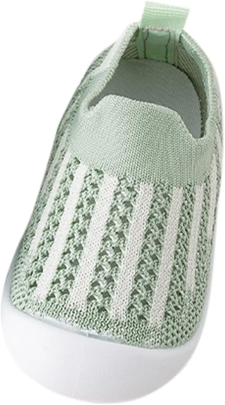 Toddler Shoes Mesh Slip On Socks Shoes Soft Sole Non Slip Wear Out Toddler Floor Shoes for Little Boys Girls (Green-03#gf, 3.5-4.5T)