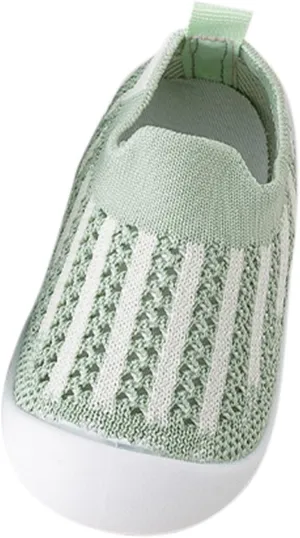 Toddler Shoes Mesh Slip On Socks Shoes Soft Sole Non Slip Wear Out Toddler Floor Shoes for Little Boys Girls (Green-03#gf, 3.5-4.5T)