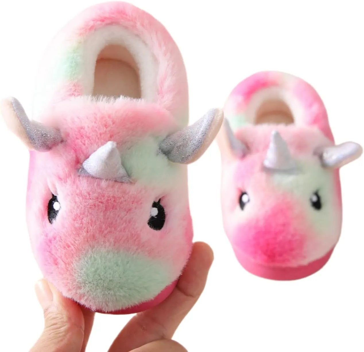 Toddler Slippers Girls Soft Plush House Shoes with Non-Slip Sole Cute Cozy Little Kids Indoor Slippers
