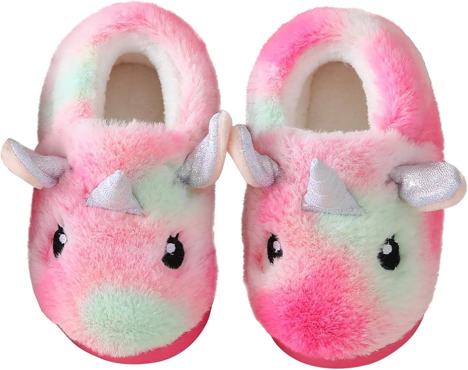 Toddler Slippers Girls Soft Plush House Shoes with Non-Slip Sole Cute Cozy Little Kids Indoor Slippers