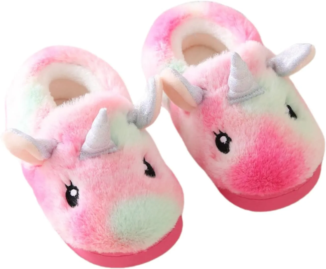 Toddler Slippers Girls Soft Plush House Shoes with Non-Slip Sole Cute Cozy Little Kids Indoor Slippers