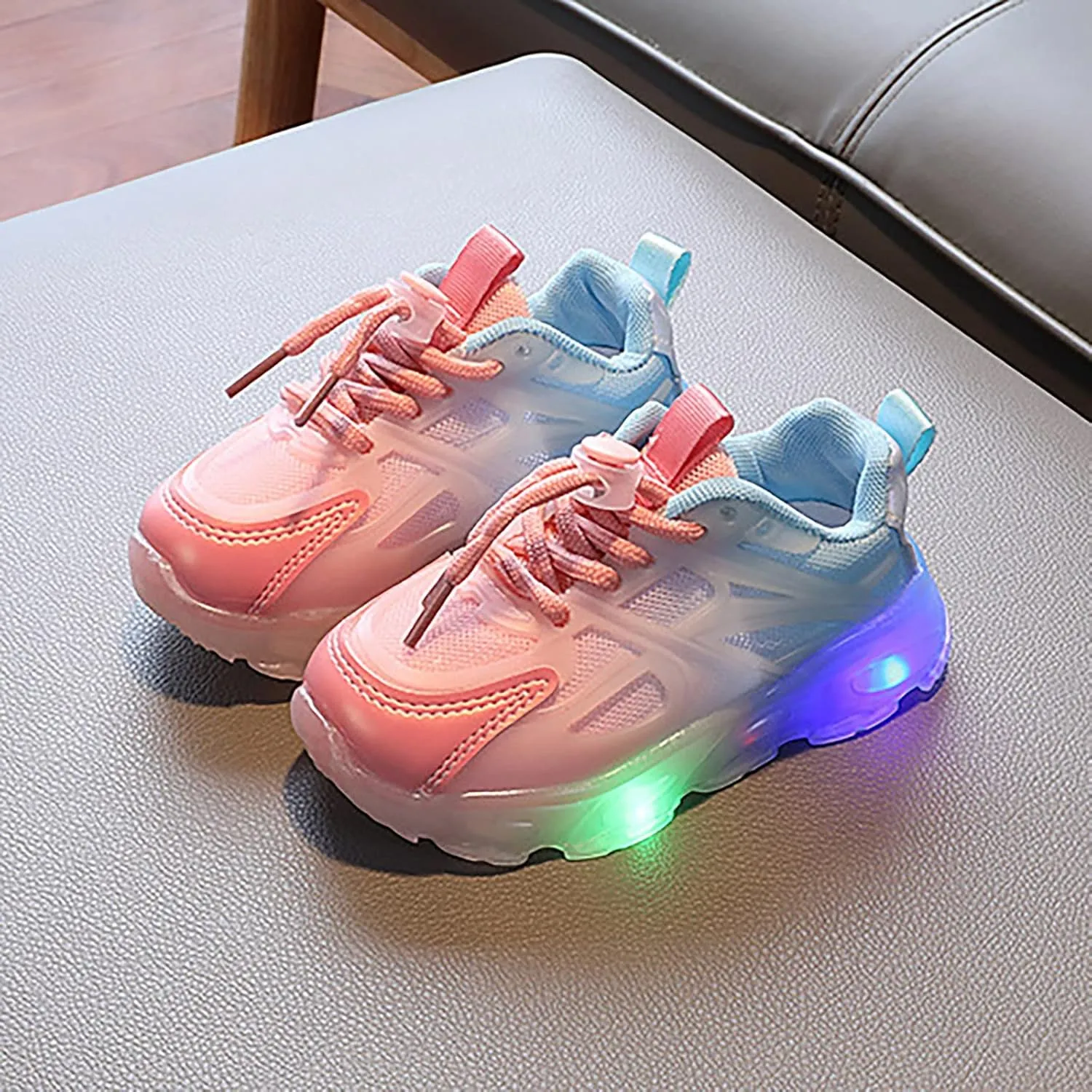 Toddler Sneaker Shoes Children's Sneakers Color Gradient LED Light Shoes Dad Shoes Soft Soles Size 7 Toddler Shoes