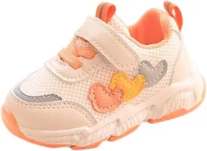 Toddler Sneakers Children's Sports Mesh Shoes Unisex Heart Decoration for Kids 3 to 18 Months Tennis Shoes for Boys