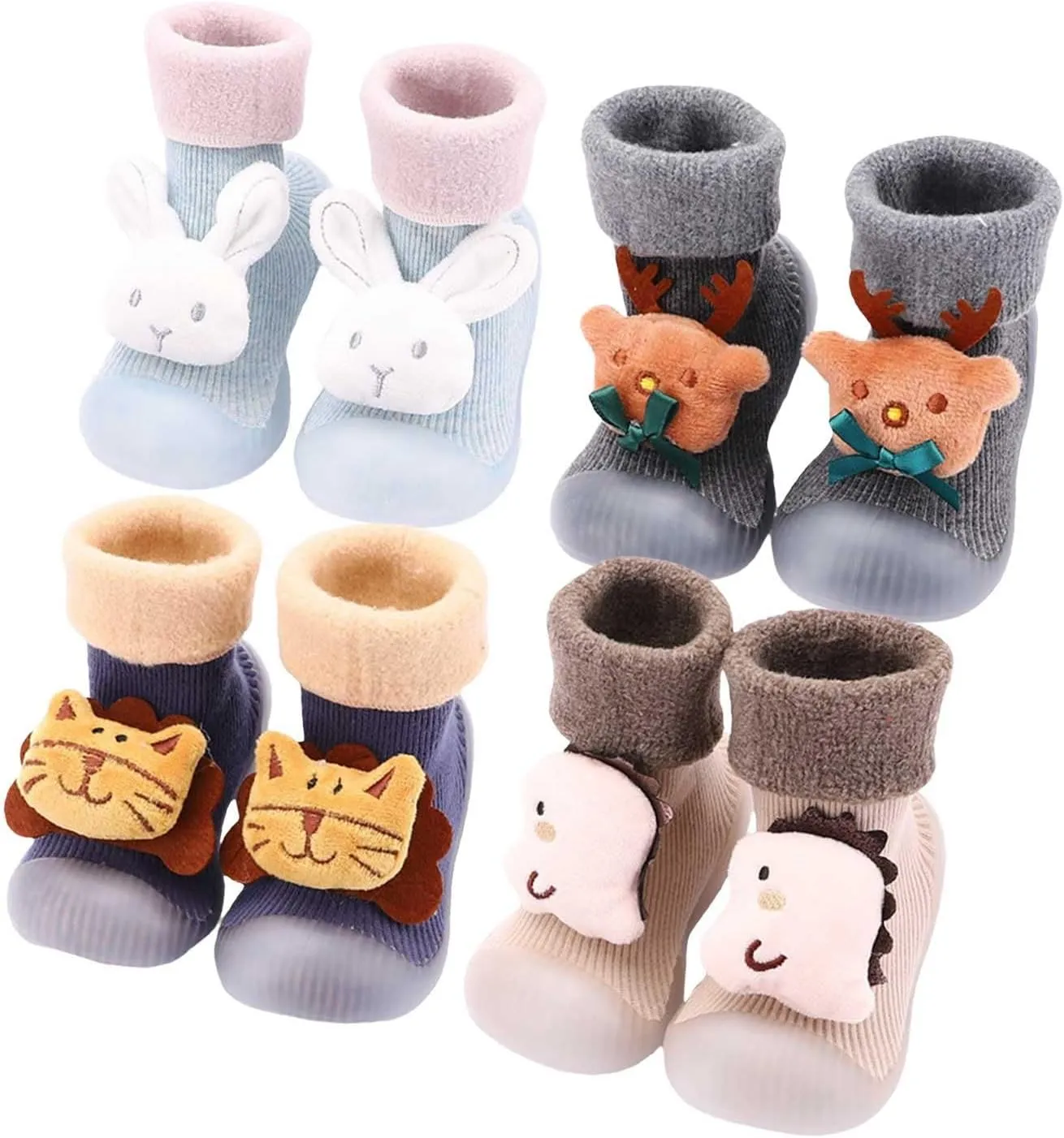 Toddler Sock Shoes Baby Walking Shoe Fuzzy Socks Bootie Non Slip Soft Rubber Sole Sneakers Cozy Warm Prewalker Shoes