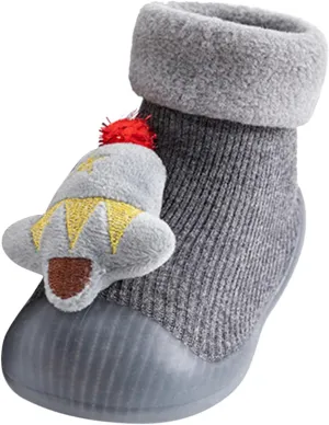 Toddler Sock Shoes Soft Rubber Sole Baby Walking Shoes Slip On Floor Slippers Fuzzy Socks Bootie for Newborn Infant