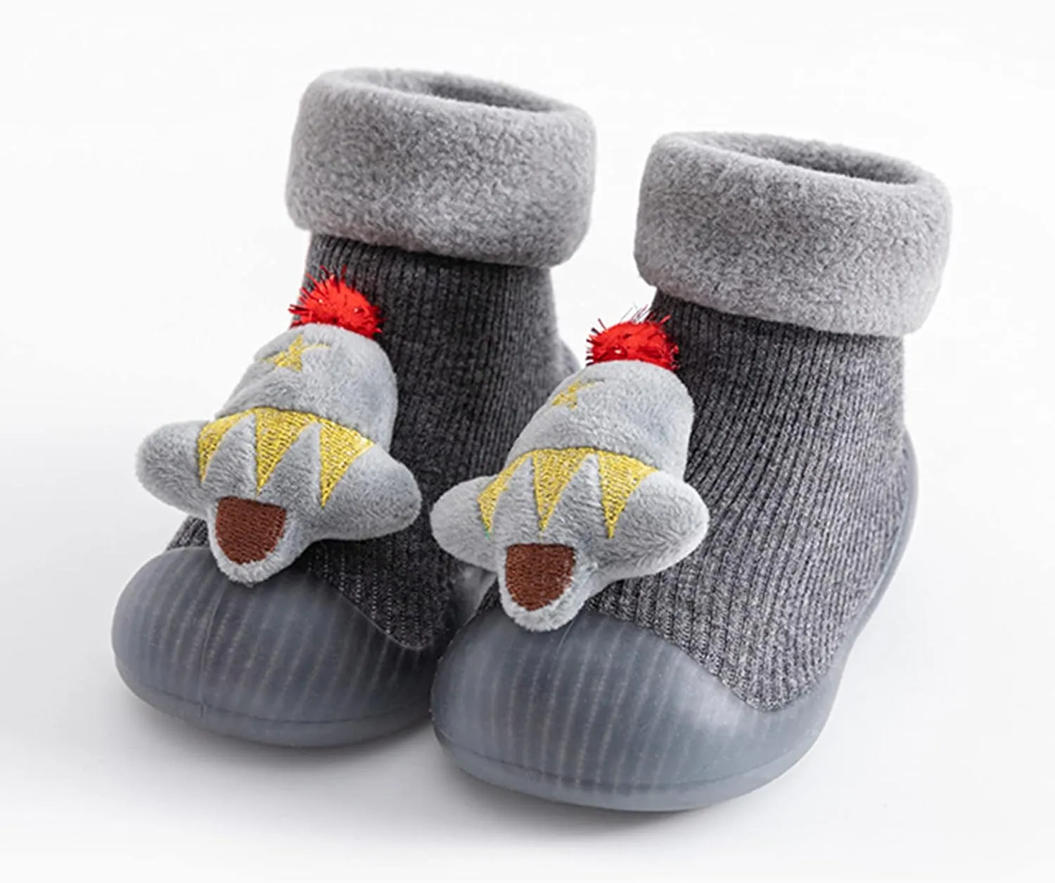 Toddler Sock Shoes Soft Rubber Sole Baby Walking Shoes Slip On Floor Slippers Fuzzy Socks Bootie for Newborn Infant