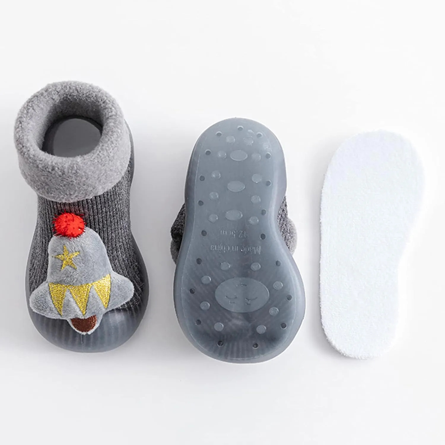 Toddler Sock Shoes Soft Rubber Sole Baby Walking Shoes Slip On Floor Slippers Fuzzy Socks Bootie for Newborn Infant