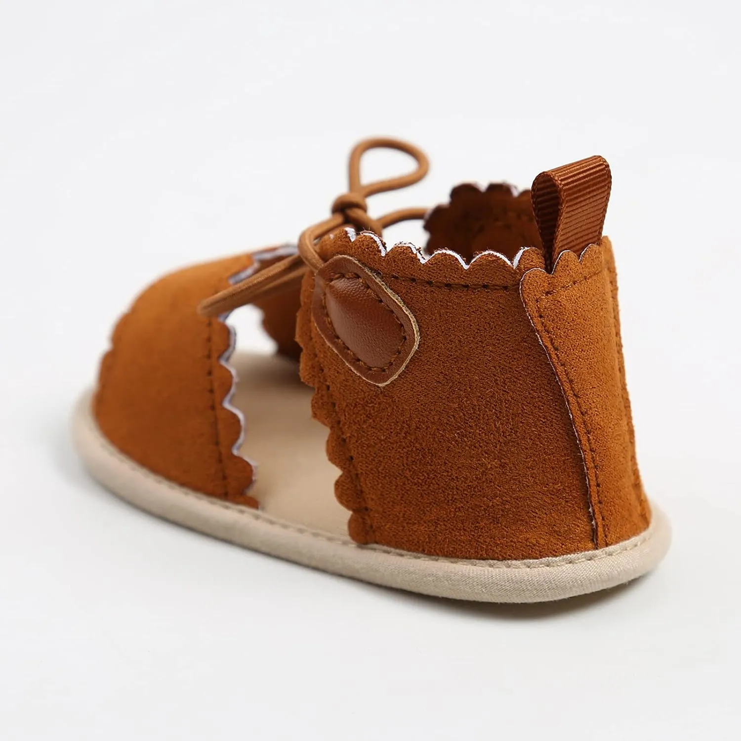 Toddler Soft Sole Foot Warmer Dots Lace-ups Flat Walking Rubber Sandals Soft Sole Shoes Non-Slip Baby Girls