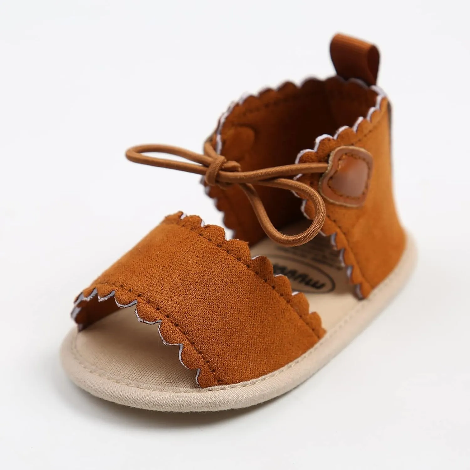 Toddler Soft Sole Foot Warmer Dots Lace-ups Flat Walking Rubber Sandals Soft Sole Shoes Non-Slip Baby Girls