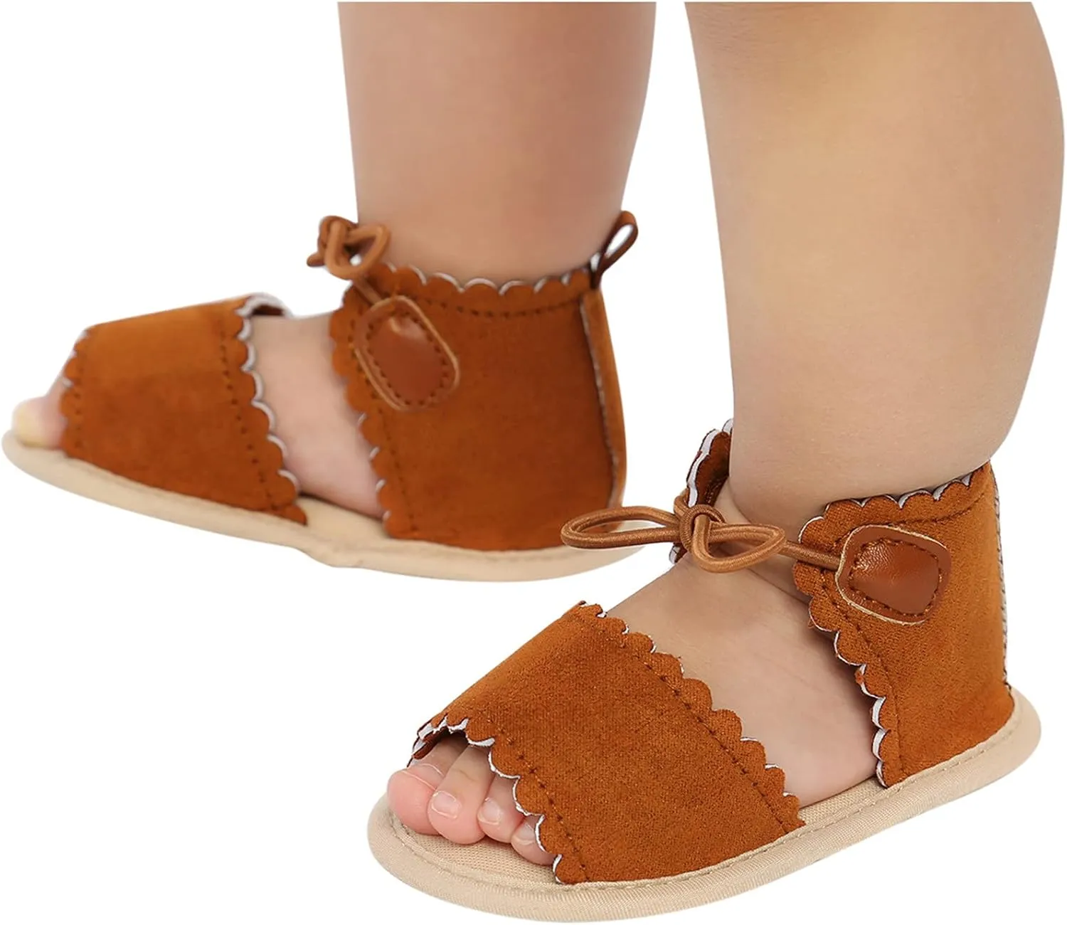 Toddler Soft Sole Foot Warmer Dots Lace-ups Flat Walking Rubber Sandals Soft Sole Shoes Non-Slip Baby Girls