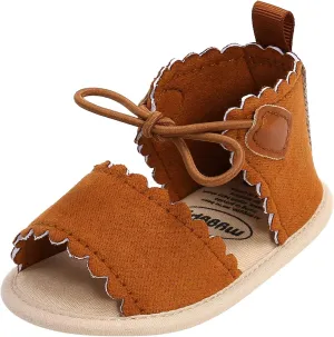 Toddler Soft Sole Foot Warmer Dots Lace-ups Flat Walking Rubber Sandals Soft Sole Shoes Non-Slip Baby Girls