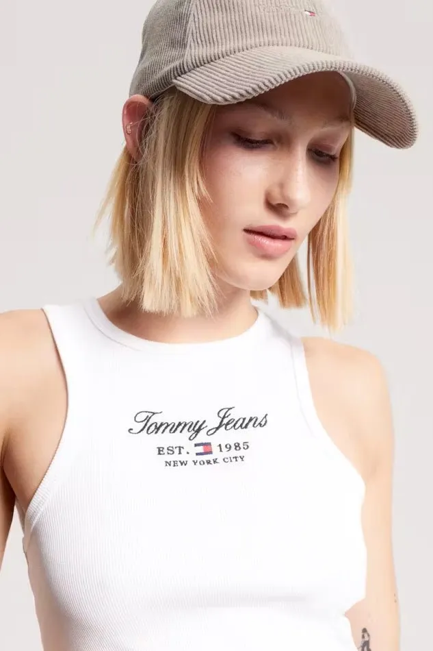TOMMY JEANS TJW SP CROP ESS LOGO 2 TANK - WHITE