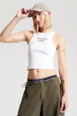 TOMMY JEANS TJW SP CROP ESS LOGO 2 TANK - WHITE