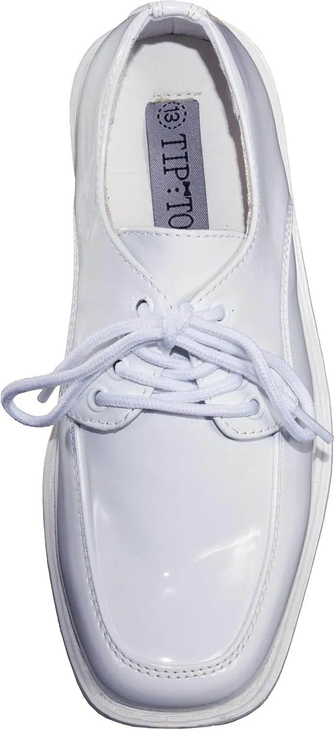 Tuxgear Boys Square Toe Patent Leather Shiny Tuxedo Shoes