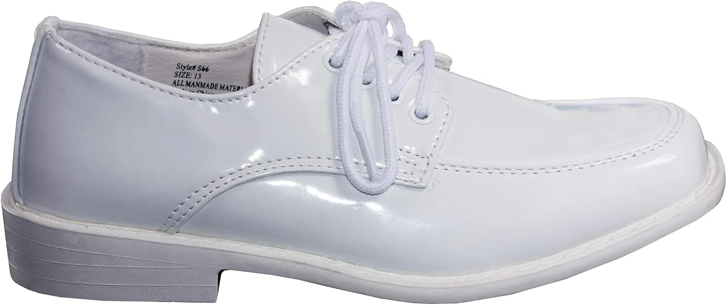 Tuxgear Boys Square Toe Patent Leather Shiny Tuxedo Shoes