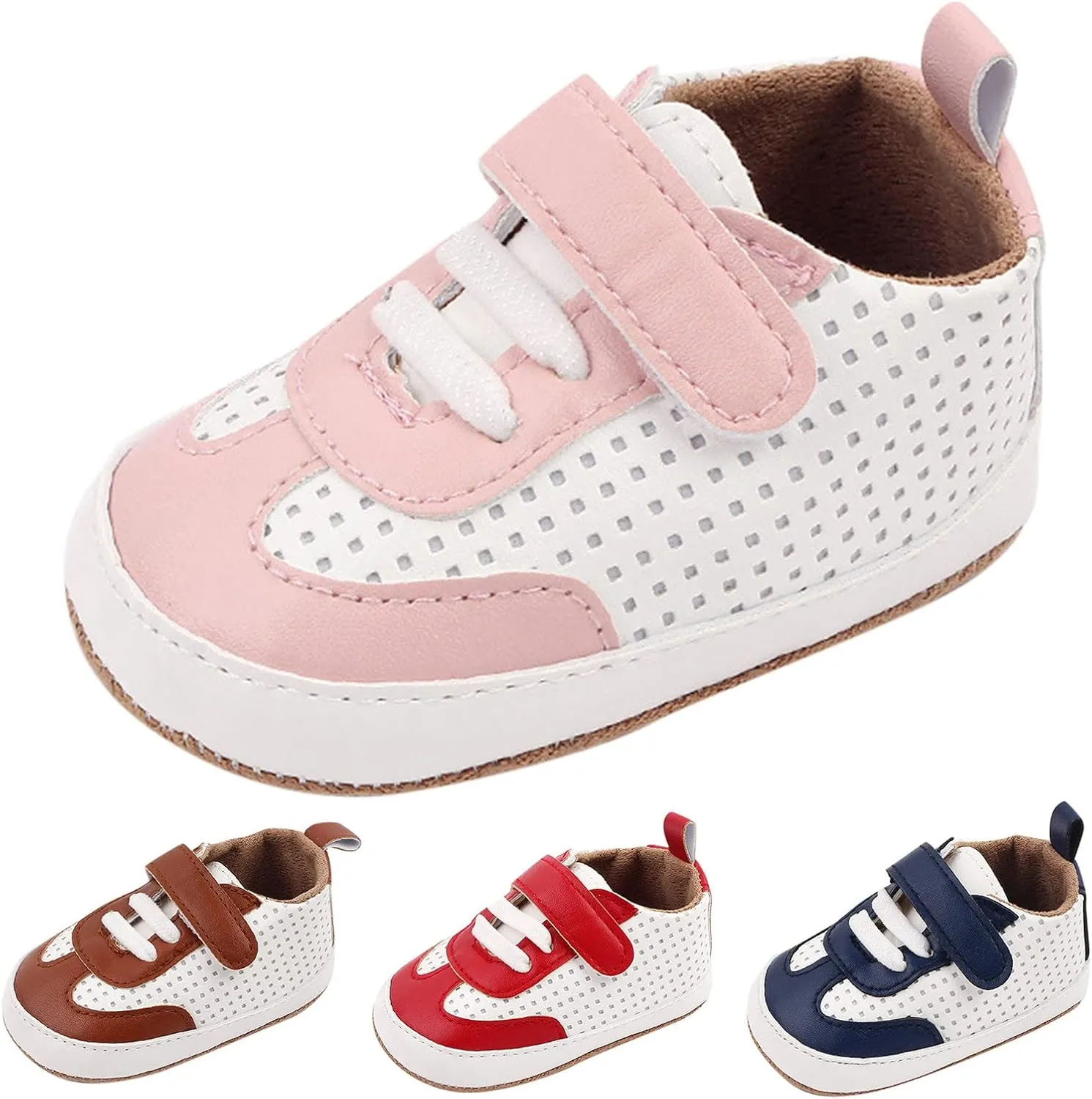 Unisex Baby Boys Girls Sneakers Infant Toddler Non-Slip Soft Rubber Sole Lightweight First Walking Sports Shoes