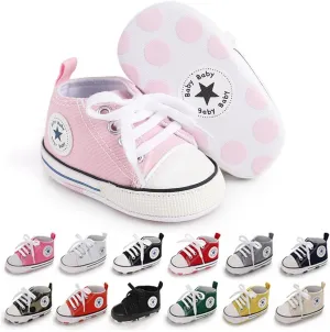 Unisex Baby Girls Boys Canvas High-top Shoes, Newborn Infant Anti-Slip Soft Sole Frist Walking Breathable Sneakers