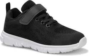 Unisex Kids Tennis, Running Shoes - Black, Size 8 (Little Kid, Women's 7) - Mesh, Flat Heel, Lace-Up, Round Toe, Casual, Athletic Sneakers