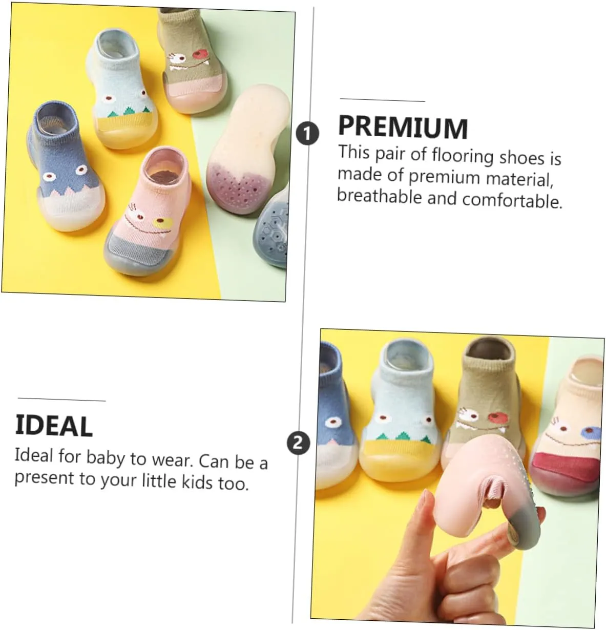 VALICLUD Socks Walking Slipper Socks Knitted Non Socks Soft First White Shoes Shoe Socks for Grip