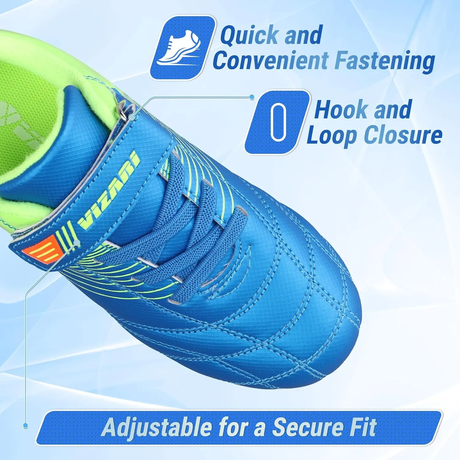 Vizari Soccer Cleats Boys Girls | Firm Ground Football Shoes | Light Secure Fit with Hook & Loop Strap | Toddlers, Little/Big Kid