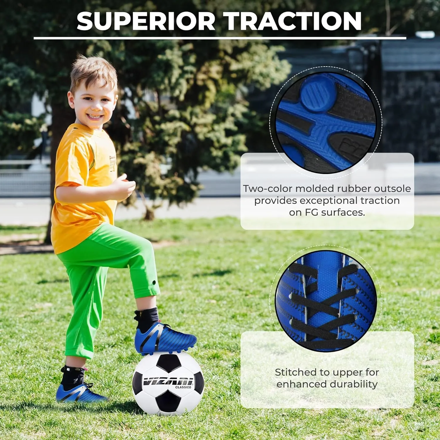 Vizari USA Impact Soccer Cleats for Kids  Youth Firm Ground Football Shoes | Breathable Design for Toddler, Little Kid & Big Kid Players