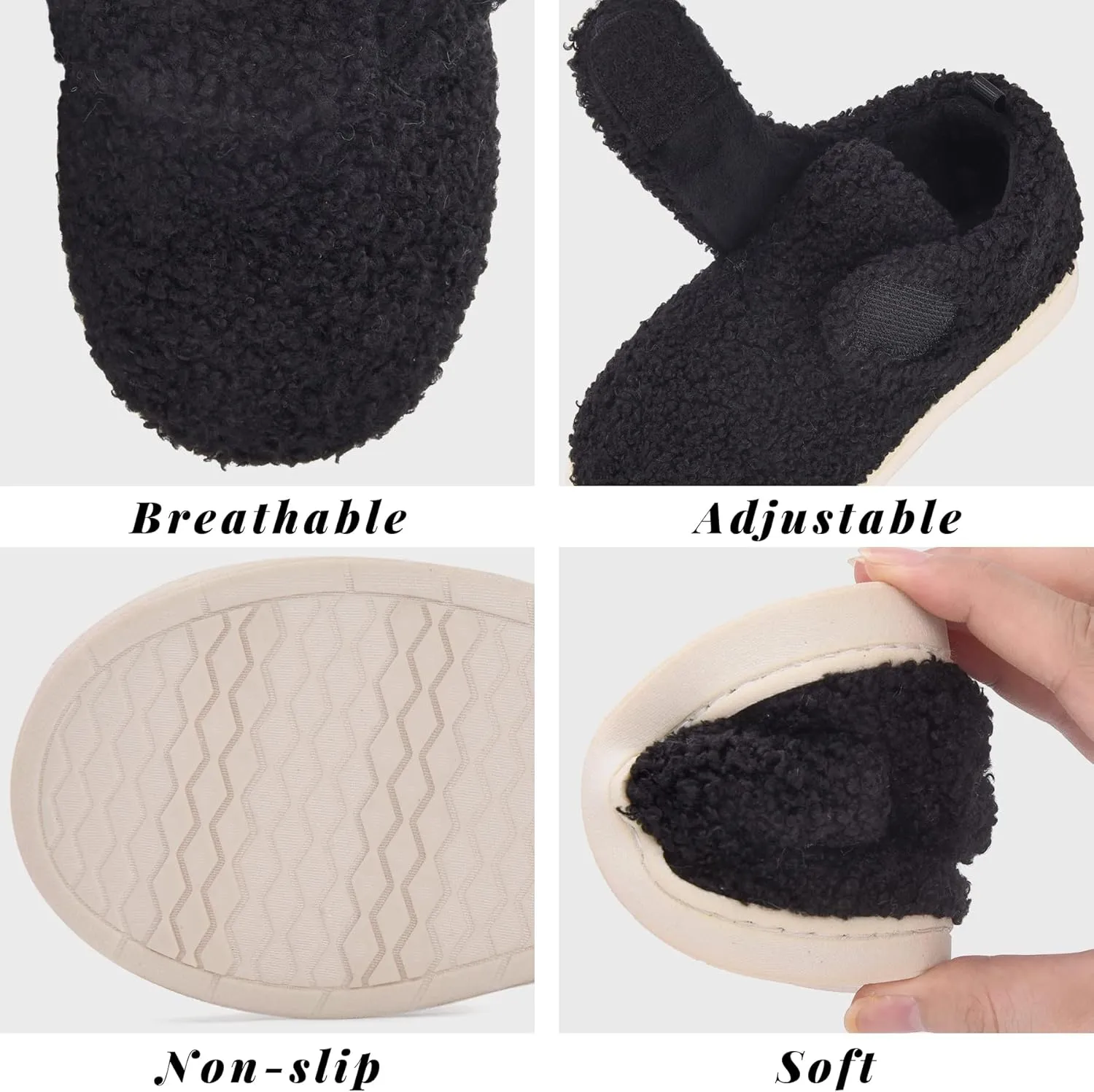 VONMAY Kids Cozy Toddler Fleece Slippers for Boys Girls, Soft & Warm Indoor Shoes with Adjustable Hook & Loop Closure  Perfect for Indoor & Outdoor