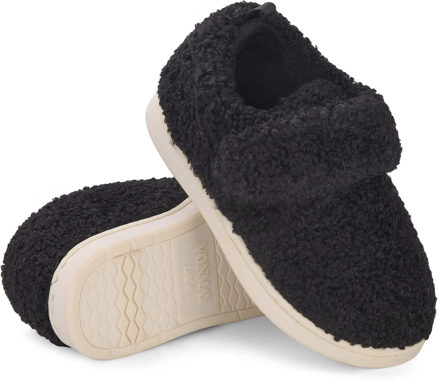 VONMAY Kids Cozy Toddler Fleece Slippers for Boys Girls, Soft & Warm Indoor Shoes with Adjustable Hook & Loop Closure  Perfect for Indoor & Outdoor
