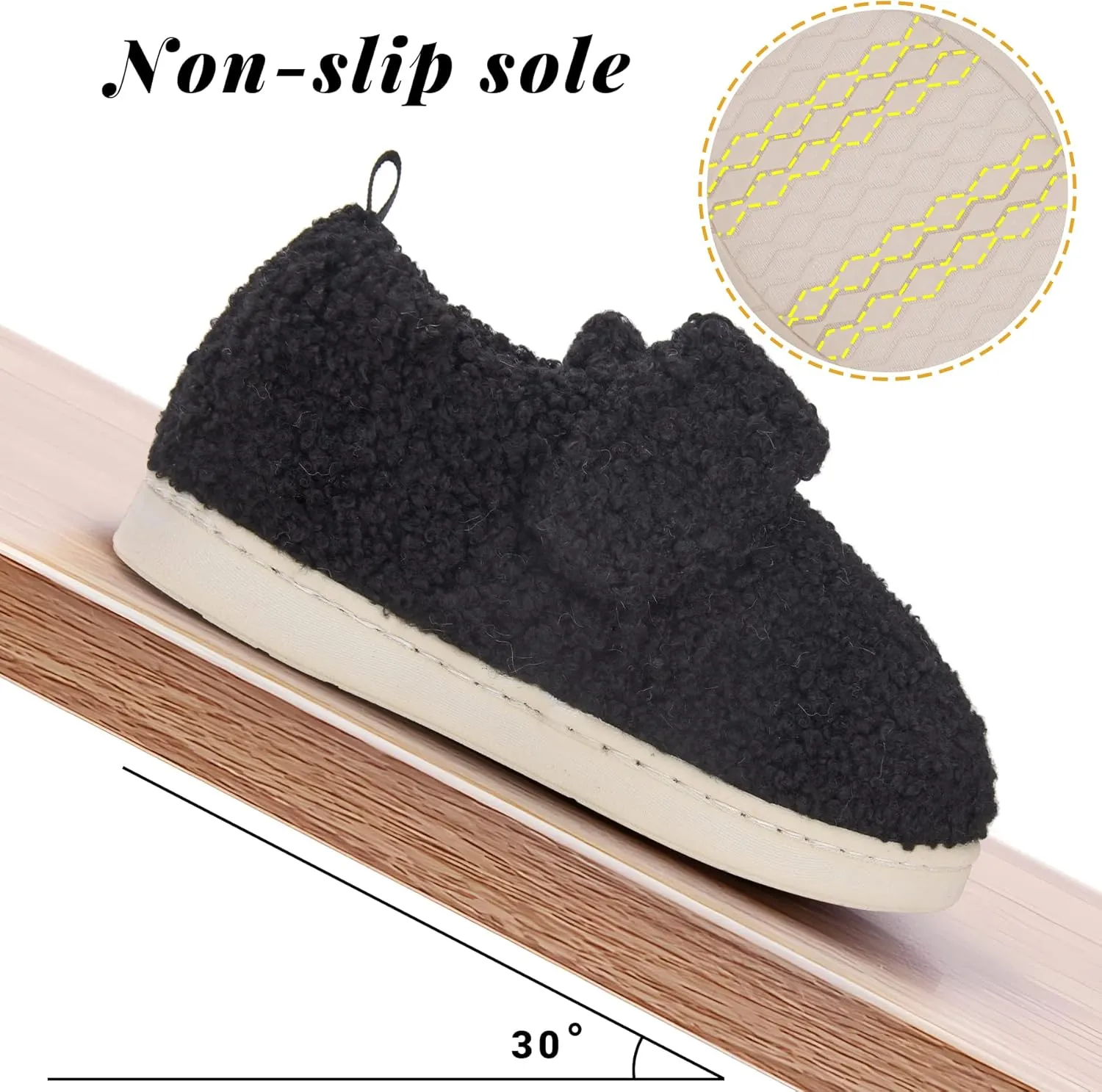 VONMAY Kids Cozy Toddler Fleece Slippers for Boys Girls, Soft & Warm Indoor Shoes with Adjustable Hook & Loop Closure  Perfect for Indoor & Outdoor