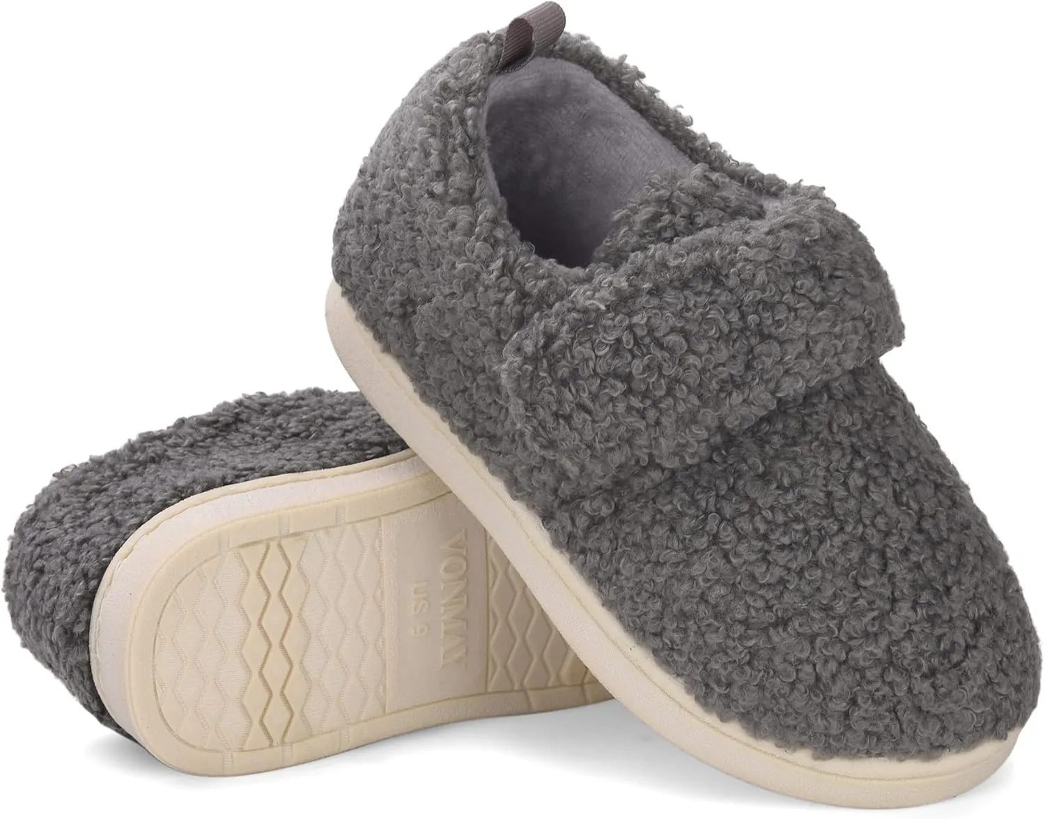 VONMAY Kids Cozy Toddler Fleece Slippers for Boys Girls, Soft & Warm Indoor Shoes with Adjustable Hook & Loop Closure  Perfect for Indoor & Outdoor