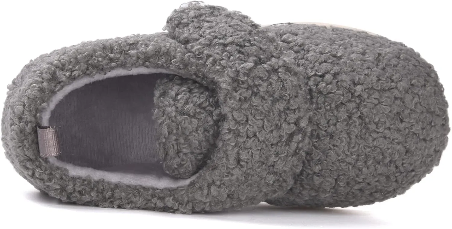 VONMAY Kids Cozy Toddler Fleece Slippers for Boys Girls, Soft & Warm Indoor Shoes with Adjustable Hook & Loop Closure  Perfect for Indoor & Outdoor