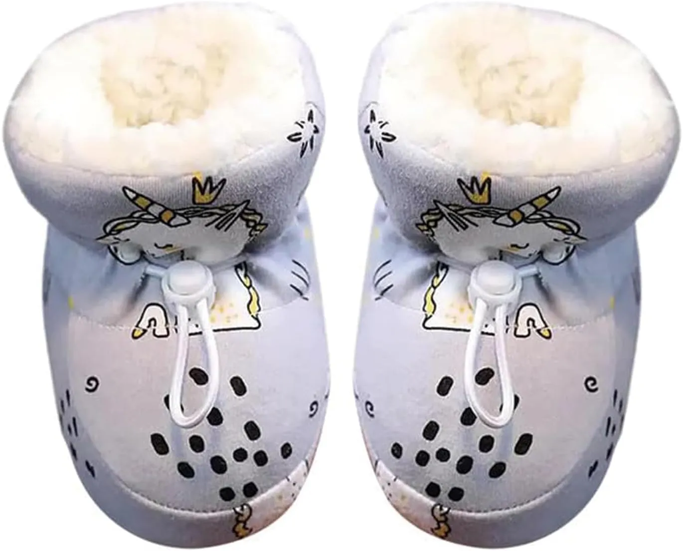 Warm Fur Baby Boots, Winter Snow Anti-Slip Soft Sole Warm Sock Shoes with Adjustable Drawstring