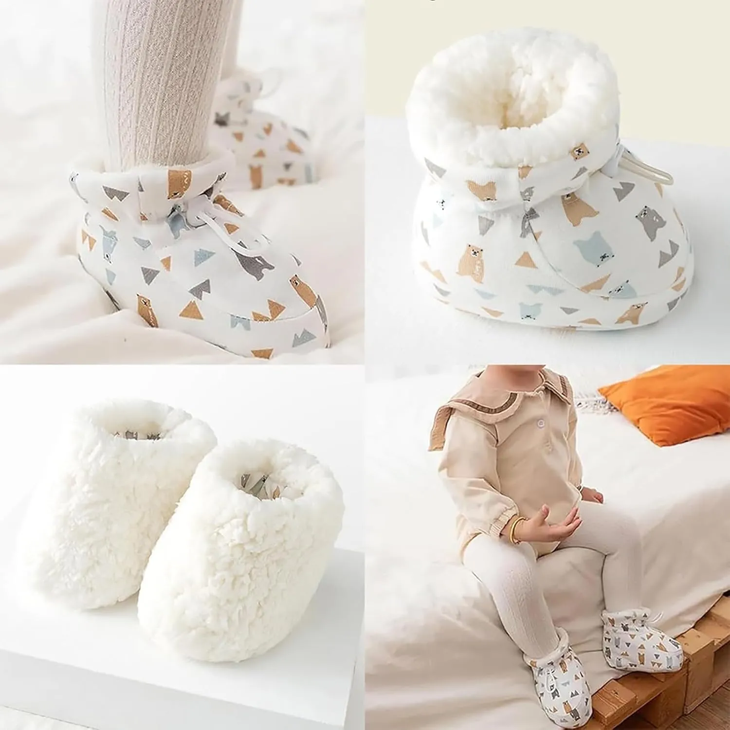 Warm Furry Baby Boots 2024 New Warm Cozy Fleece Baby Booties Winter Snow Anti Slip Soft Sole Warm Baby Boy Boots Size 1