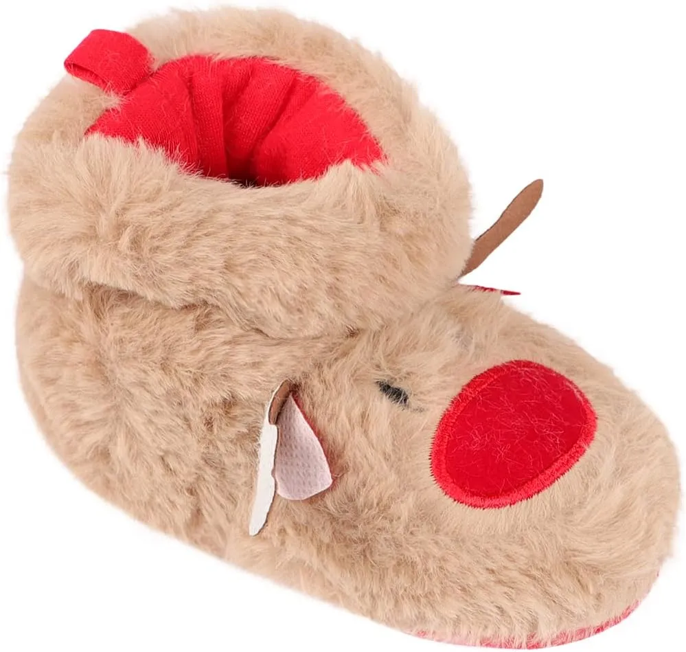 Winter Warm Baby Walking Shoes, Plush Cozy Baby Booties Non-skid Baby Sock Shoes Soft Soles for Infant Toddler Newborn Birthday Xmas Christmas Gift