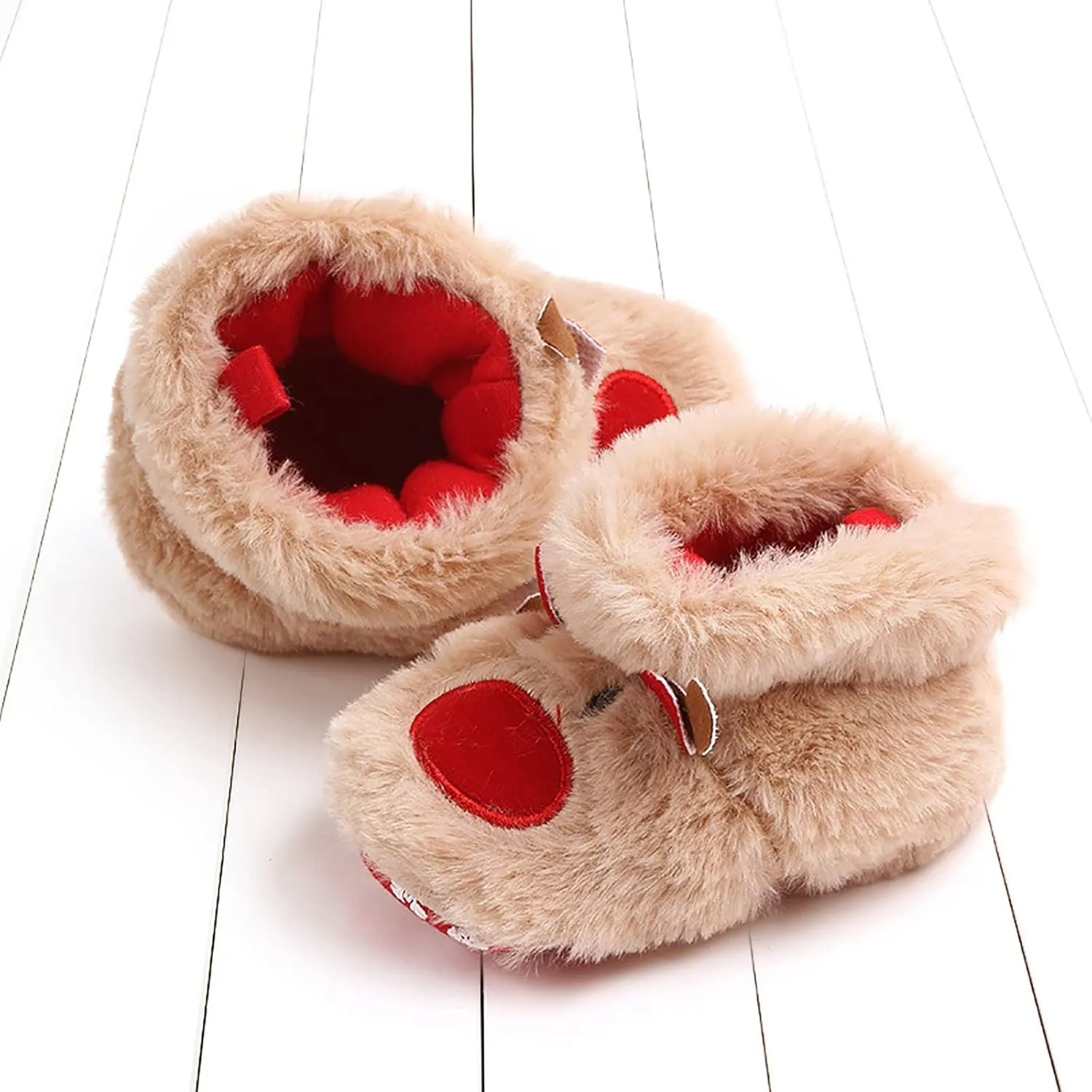 Winter Warm Baby Walking Shoes, Plush Cozy Baby Booties Non-skid Baby Sock Shoes Soft Soles for Infant Toddler Newborn Birthday Xmas Christmas Gift
