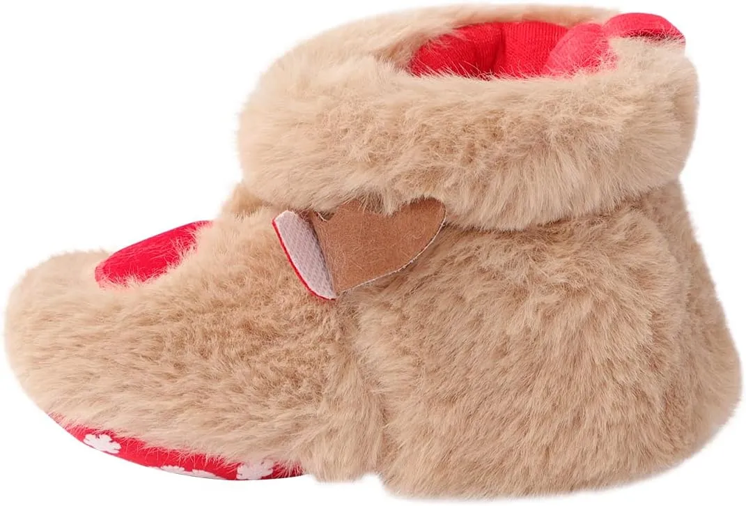 Winter Warm Baby Walking Shoes, Plush Cozy Baby Booties Non-skid Baby Sock Shoes Soft Soles for Infant Toddler Newborn Birthday Xmas Christmas Gift