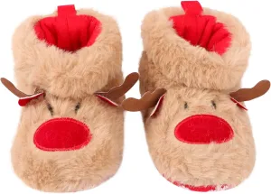 Winter Warm Baby Walking Shoes, Plush Cozy Baby Booties Non-skid Baby Sock Shoes Soft Soles for Infant Toddler Newborn Birthday Xmas Christmas Gift